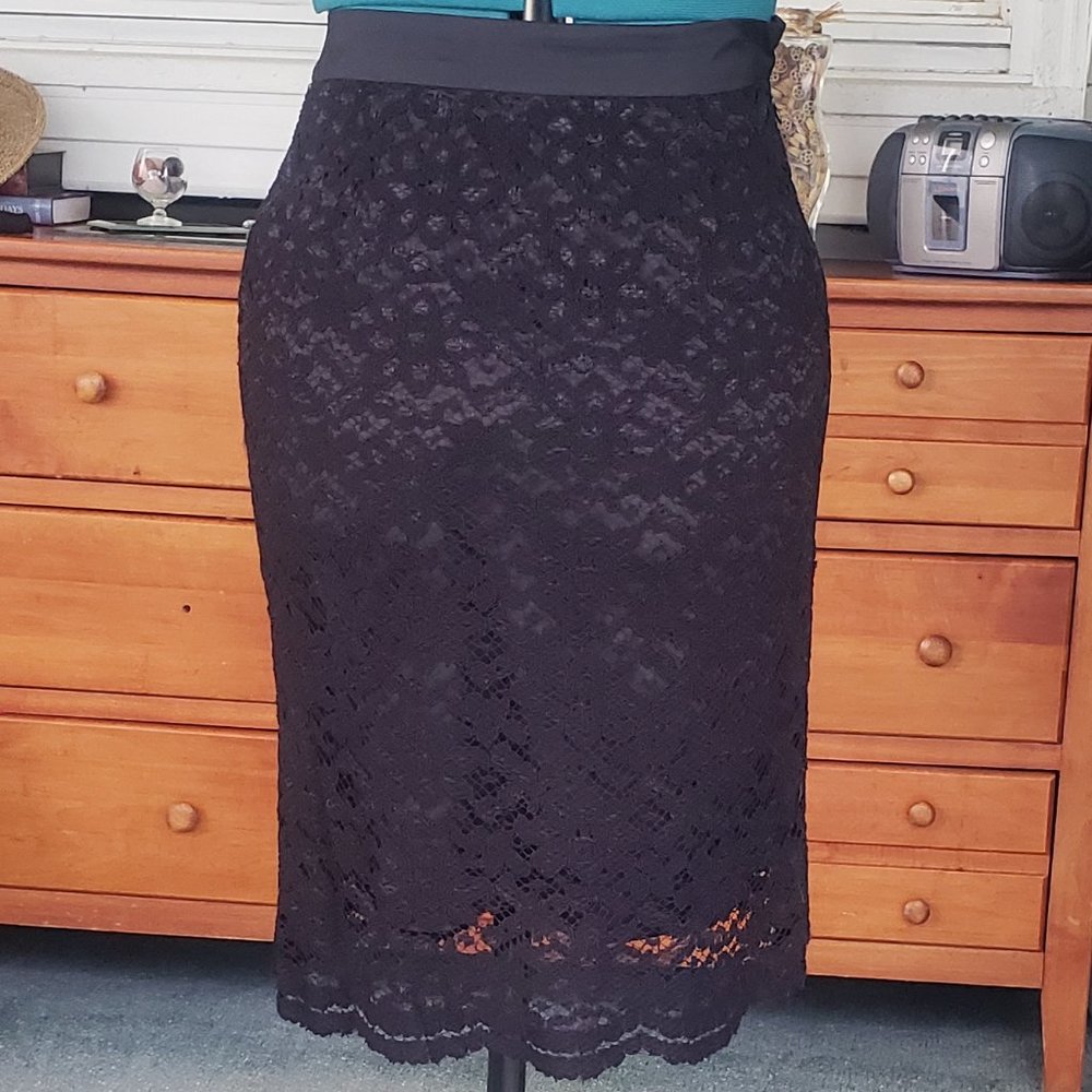 Ann Taylor Loft petite black lace skirt